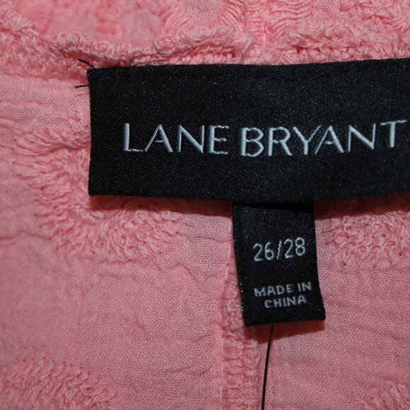 Lane Bryant Top $60 Sz 26/28 Pink Embroidered Tie Cotton Rayon Top - Picture 7 of 12